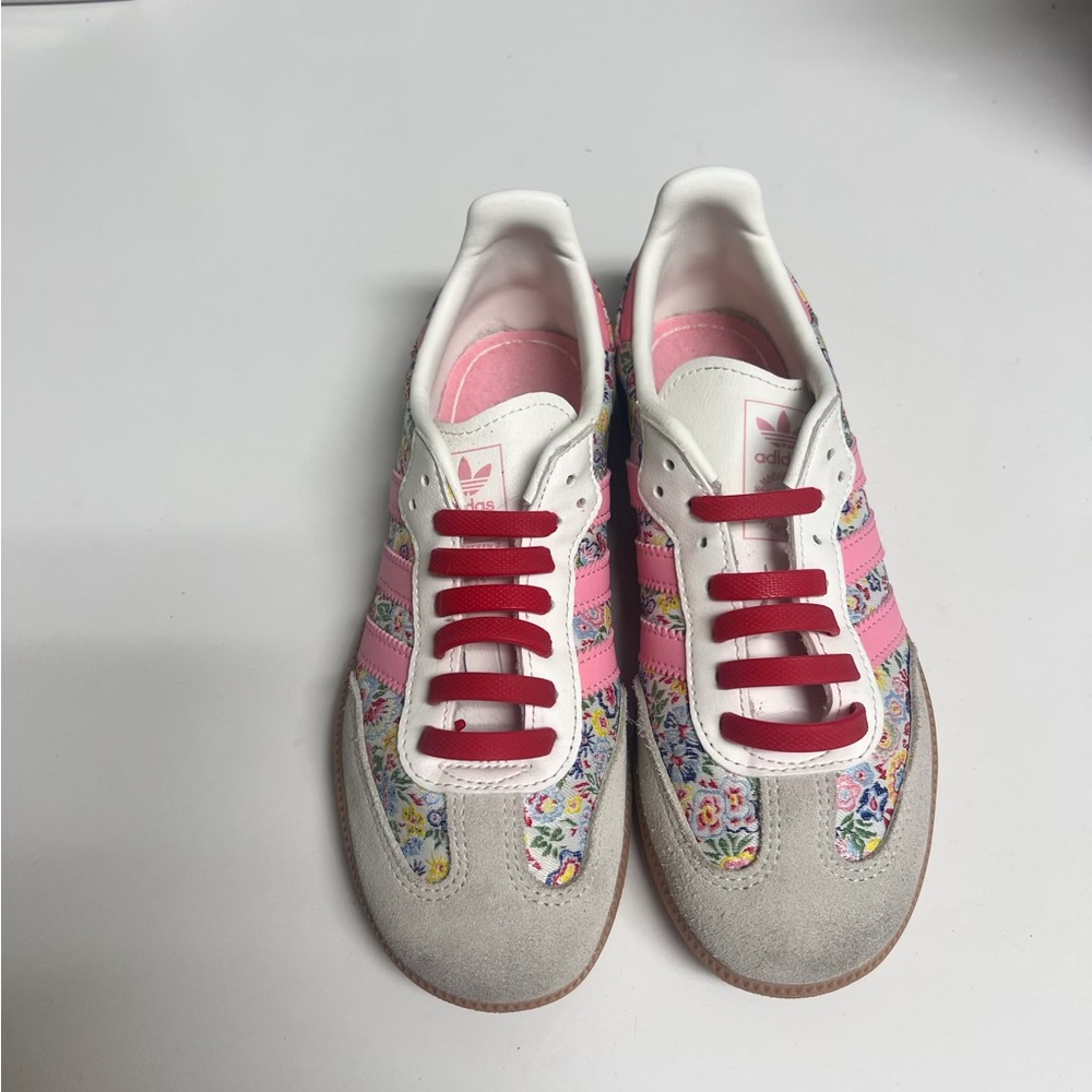 Adidas Floral Sneakers with Red and Pink Highlights
